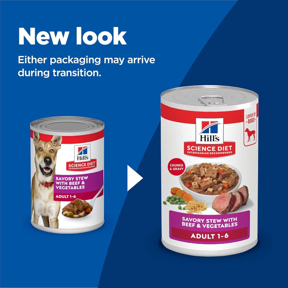 B005D4NS20_img_2 Hill's Science Diet Adult Wet Dog Food, Savory Stew with Beef and Vegetables, 363g, 12 Pack, Canned Dog Food