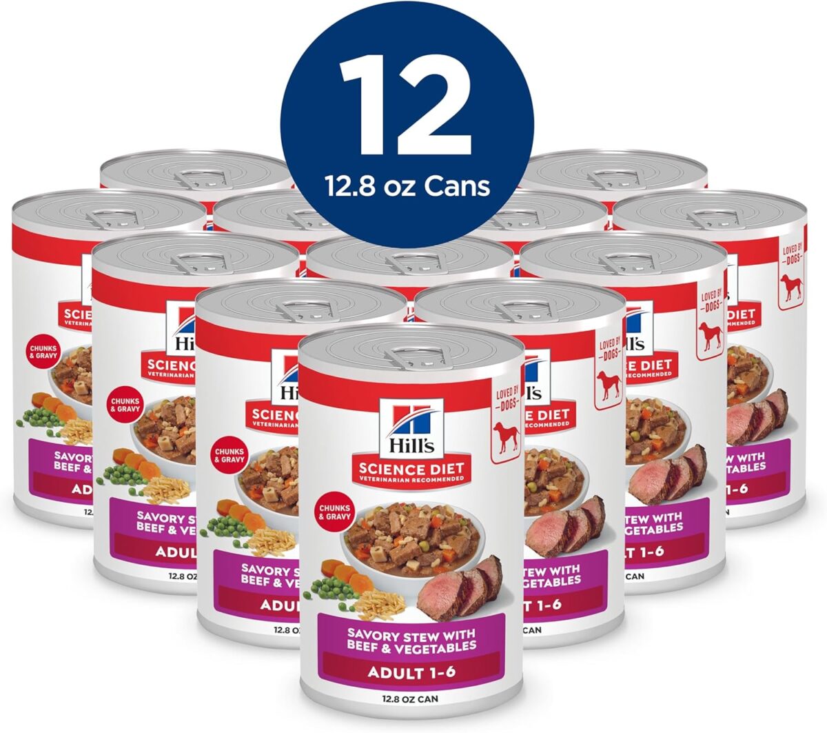 B005D4NS20_img_3 Hill's Science Diet Adult Wet Dog Food, Savory Stew with Beef and Vegetables, 363g, 12 Pack, Canned Dog Food