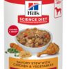 B005VSGB18_img_1 Hill's Science Diet Adult Wet Dog Food, Savory Stew with Chicken and Vegetables, 363g, 12 Pack, Canned