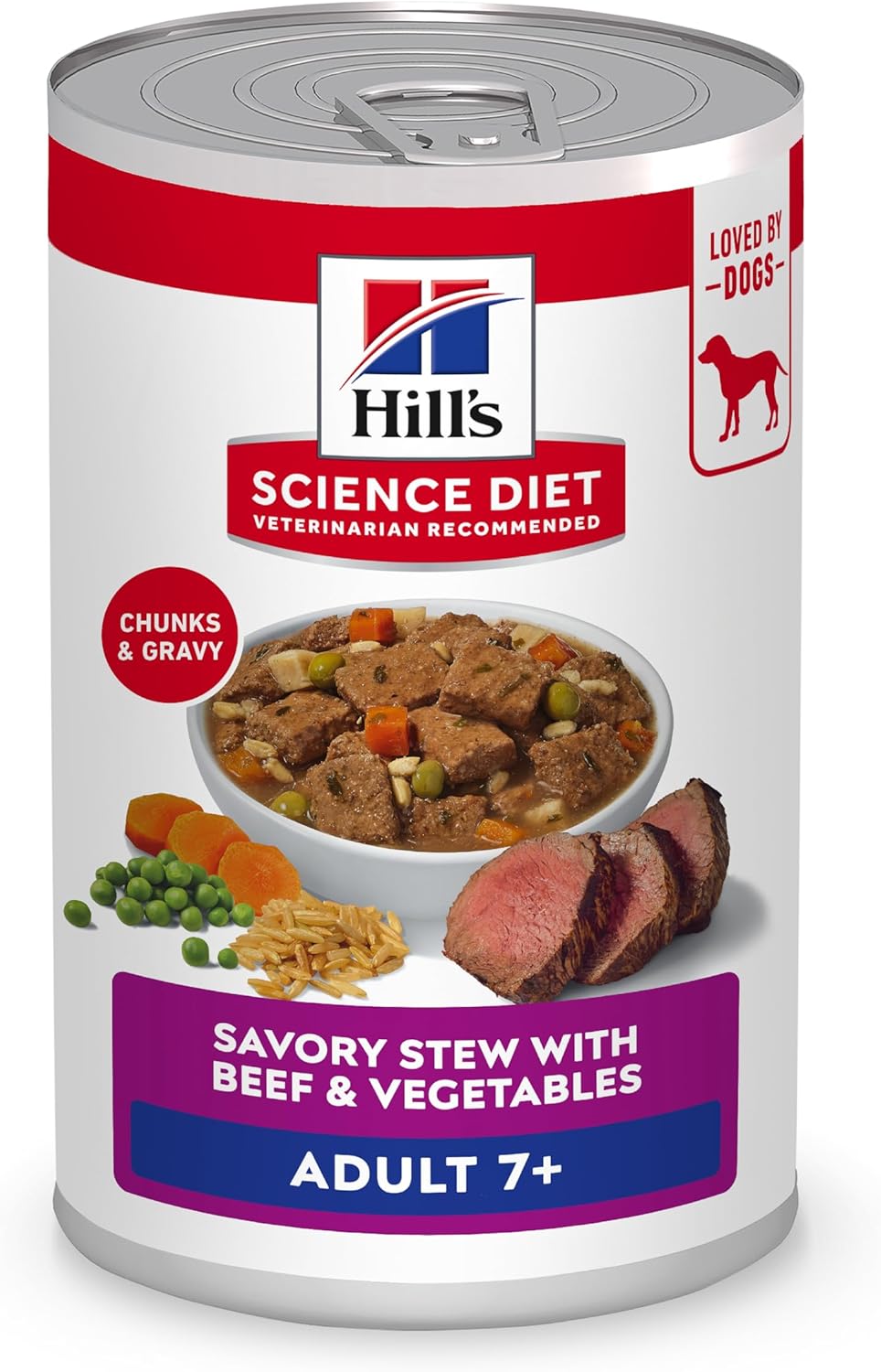 B006HKAQ88_img_1 Hill's Science Diet Adult 7Plus Savory Stew with Beef and Vegetables Senior Canned Dog Food, 363g, 12 Pack