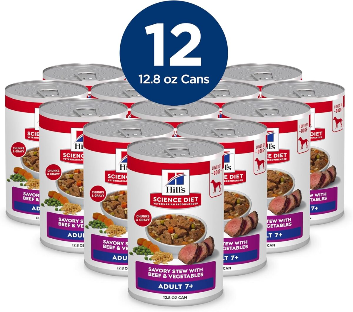 B006HKAQ88_img_3 Hill's Science Diet Adult 7Plus Savory Stew with Beef and Vegetables Senior Canned Dog Food, 363g, 12 Pack