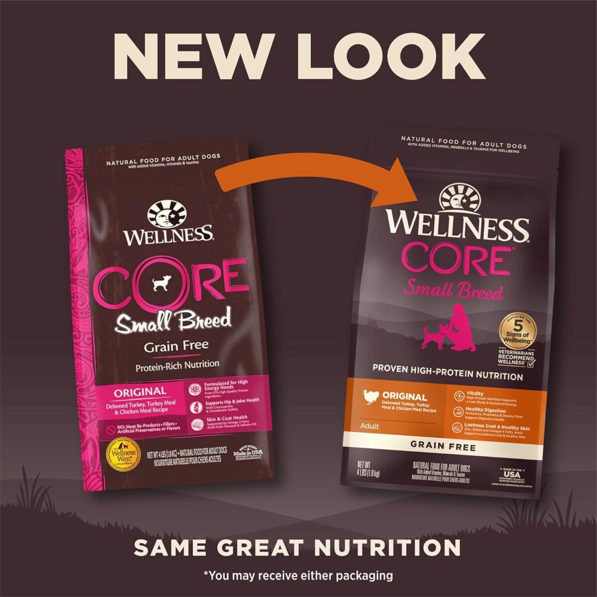 Wellness CORE Small Breed Grain-Free Turkey & Chicken Dry Dog Food 1.8kg [x2]