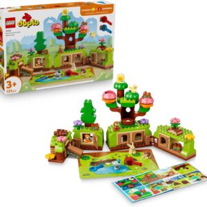 LEGO® DUPLO® Discovery Forest with Wild Animals 10480 Building Set for Toddlers with Play Mat – with a Hedgehog, Duck, Squirrel, Rabbit, Bird and Fox Figures - Playset Idea for Boys and Girls Aged 3+