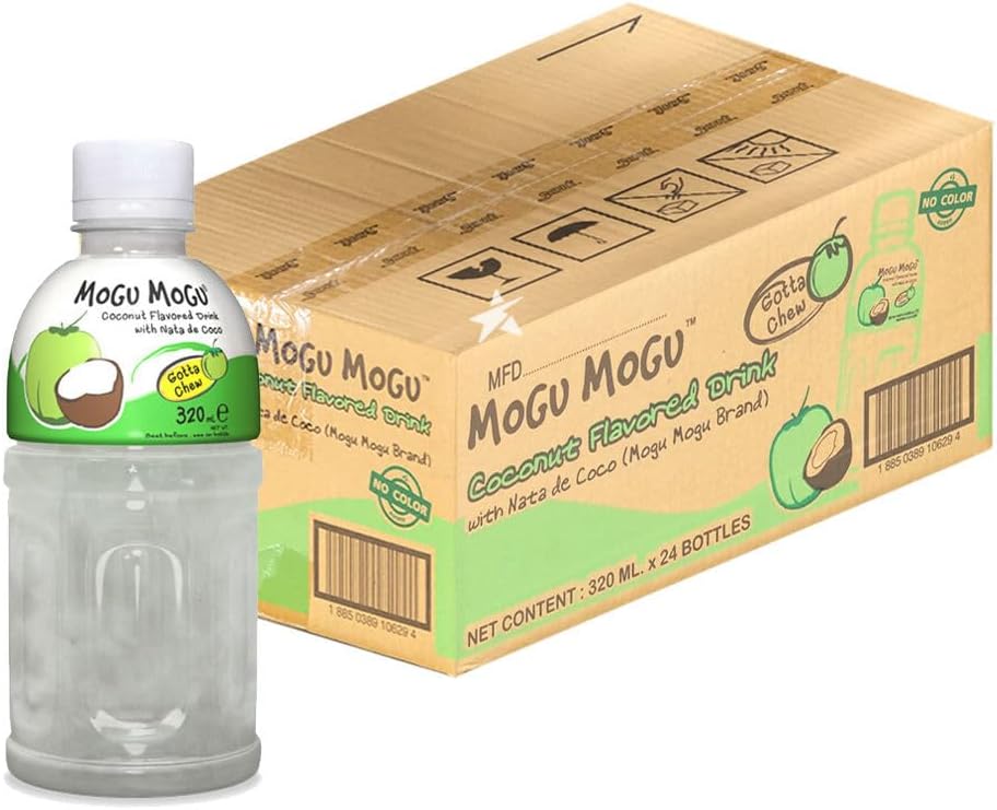 Mogu Mogu Coconut Drink with Nata de Coco 320ml Bottle 24 Pack Carton [x2]