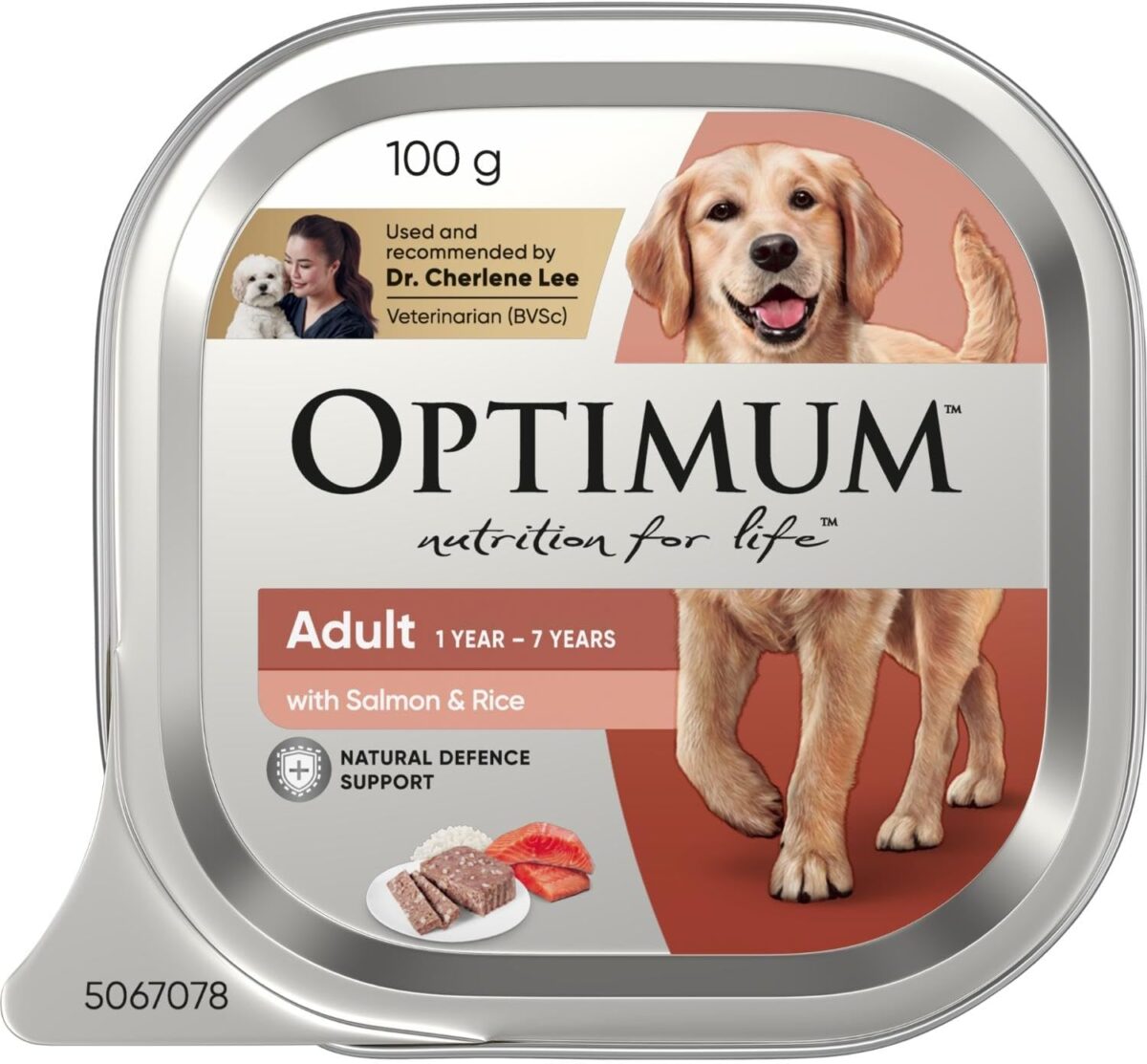 OPTIMUM Salmon and Rice Wet Dog Food, Adult, 100g Tray, 12 Pack [x4]