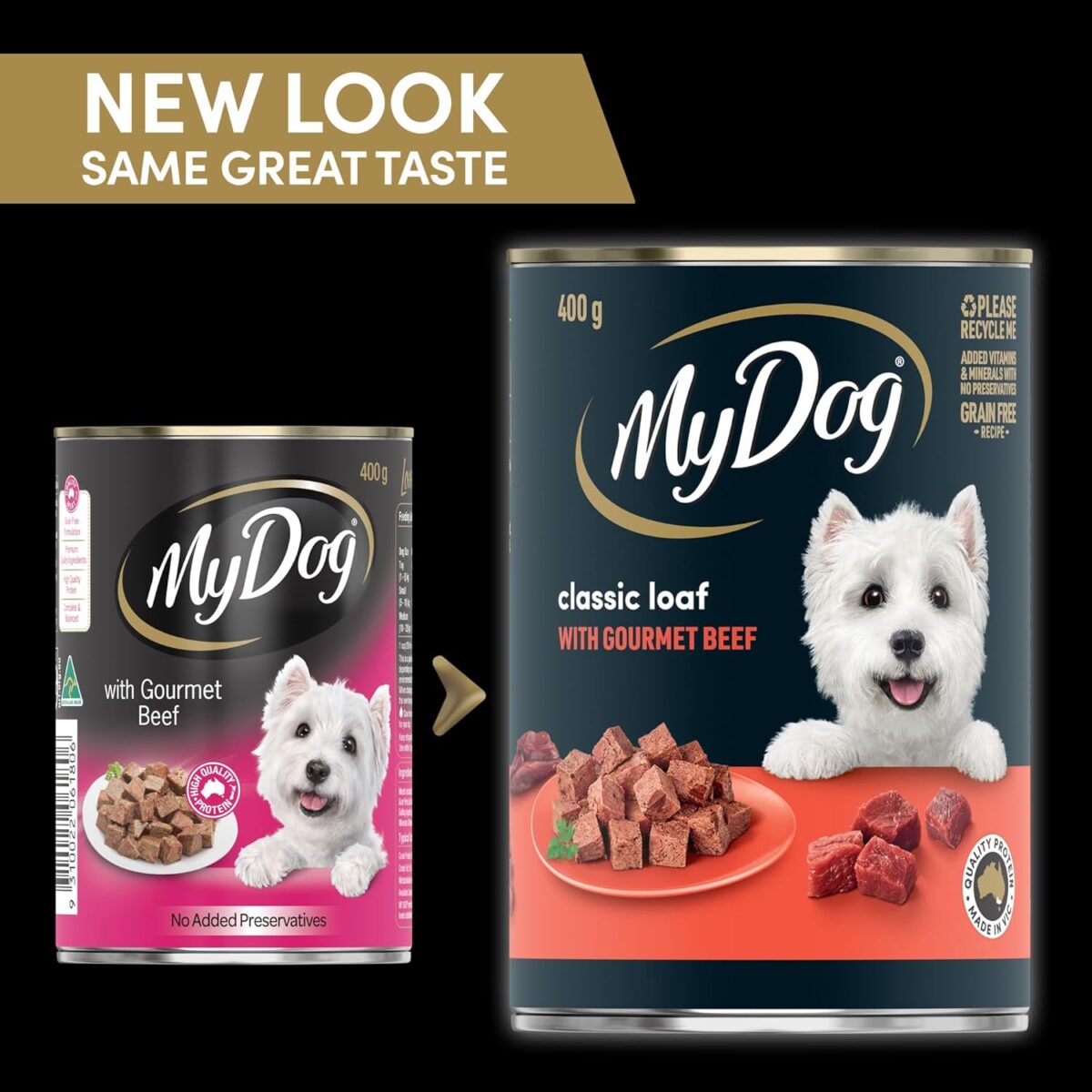 B07G3BZR55_img_8 MY DOG Adult Wet Dog Food Gourmet Beef 400g Can, 24 Pack