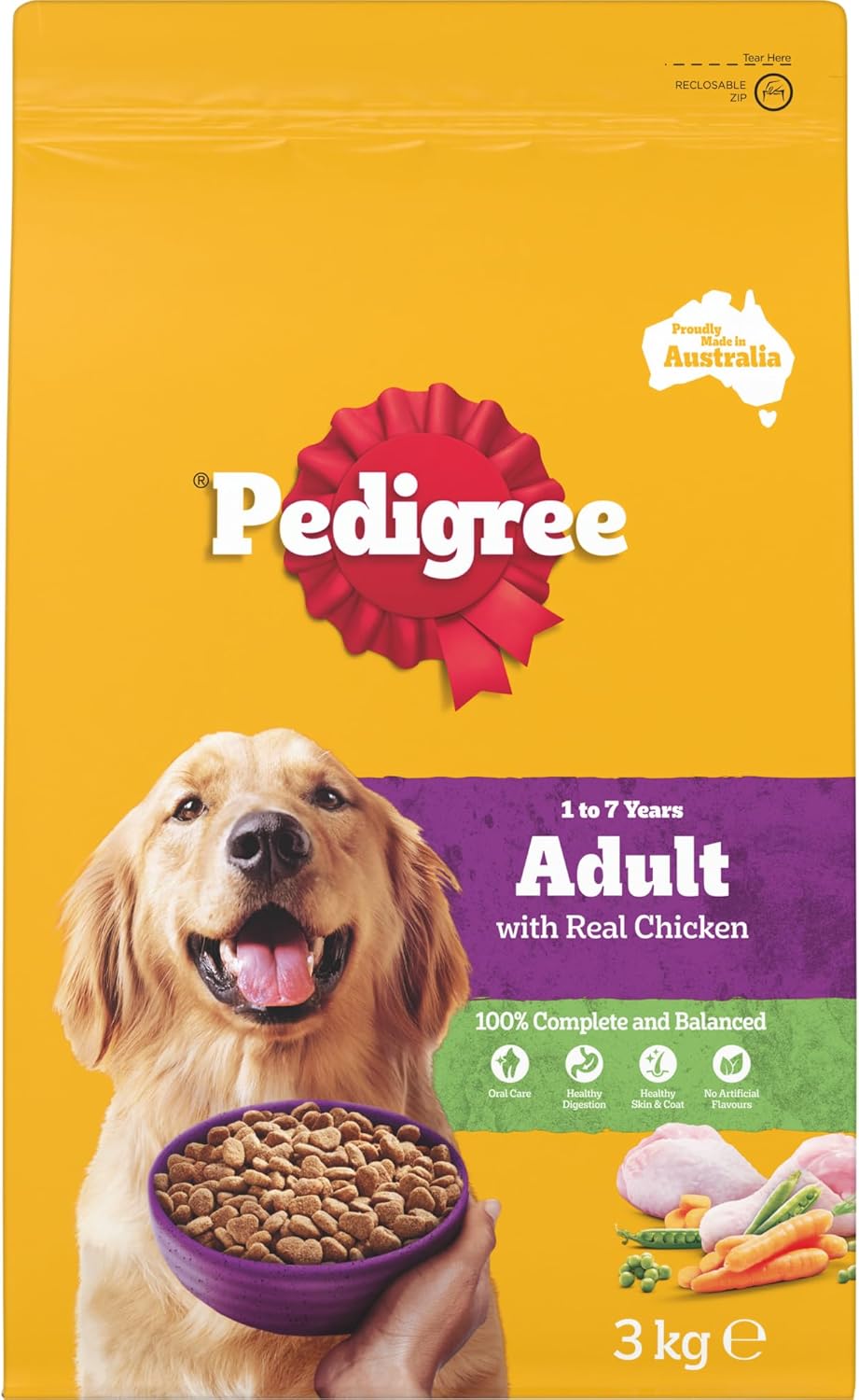 PEDIGREE Adult Dry Dog Food With Real Beef 3kg Bag, 4 Pack [x2]