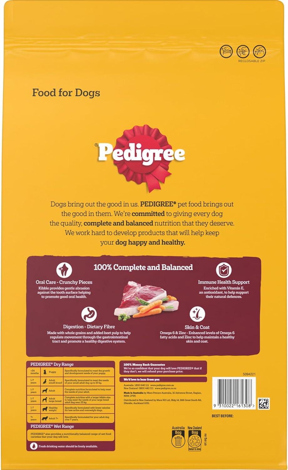 PEDIGREE Adult Dry Dog Food With Real Beef 3kg Bag, 4 Pack [x2]