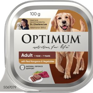 OPTIMUM Kangaroo and Veggies Wet Dog Food Tray 100g, 12 Pack [x4]