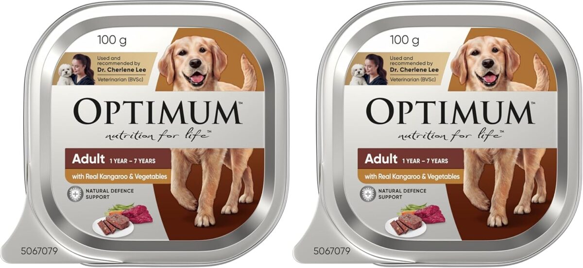 OPTIMUM Kangaroo and Veggies Wet Dog Food Tray 100g, 12 Pack [x4]