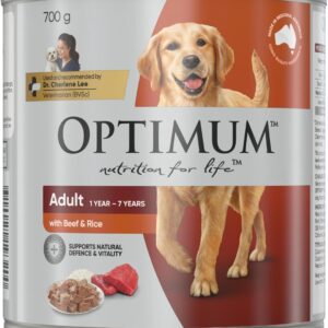 Optimum Adult Dog Wet Can Food with Beef Rice and Egg Natural, 700 g (Pack of 12) [x2]