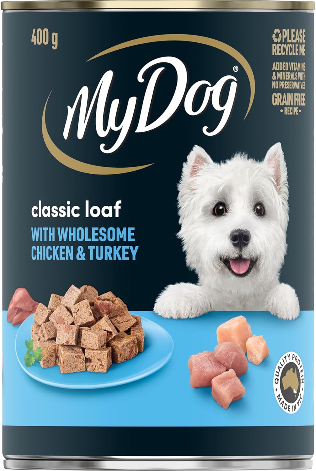 MY DOG Adult Wet Dog Food Sardines, Tuna and Spring Vegetable 400g Can, 24 Pack