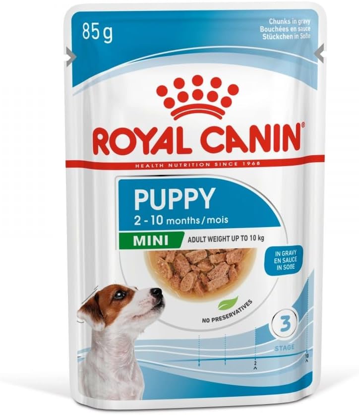 Royal Canin Mini Puppy in Gravy Pouches Wet Dog Food 85 GMS 12 Pack [x2]