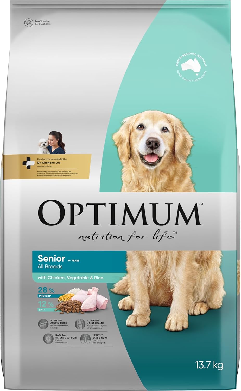 OPTIMUM Senior All Breeds Dry Dog Food with Chicken, Vegetables & Rice 13.7kg Bag