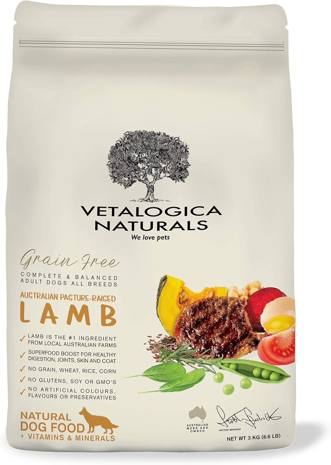 Vetalogica Naturals Grain Free Lamb Adult Dry Dog Food 3 kg [x2]