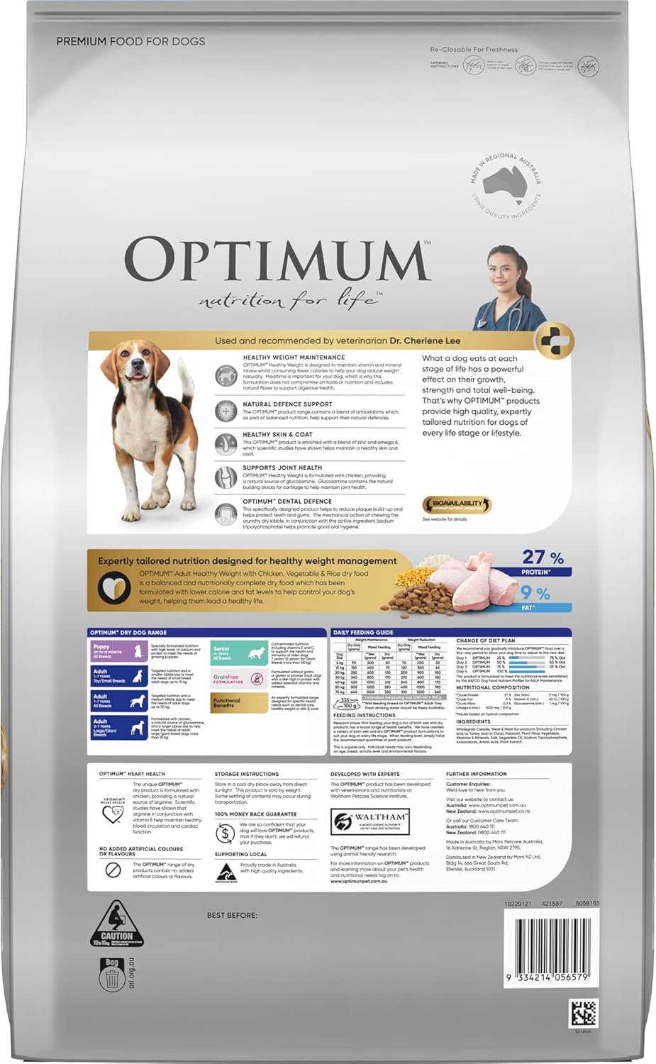 OPTIMUM Healthy Weight Dry Dog Food With Chicken, Vegetables & Rice 13kg Bag