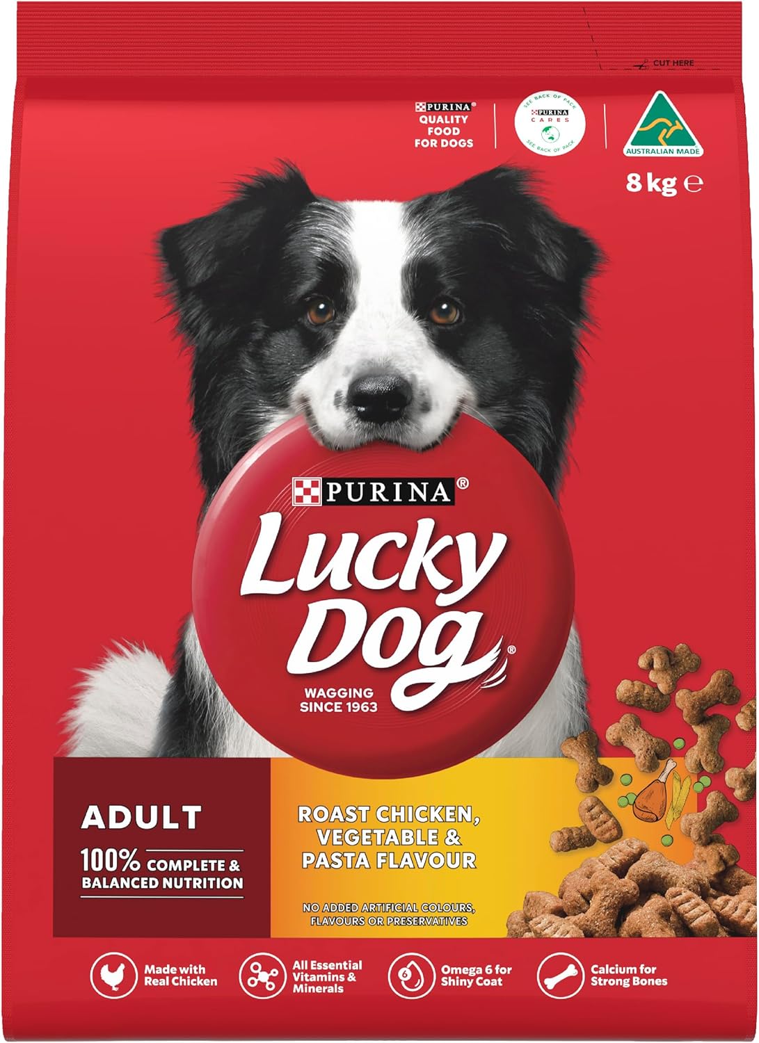 LUCKY DOG Adult Dry Dog Food Roast Chicken Vegetable Pasta Flavour 8kg [x3]