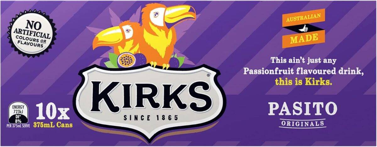 Kirks Pasito Passionfruit Soft Drink 10 x 375mL [x4]