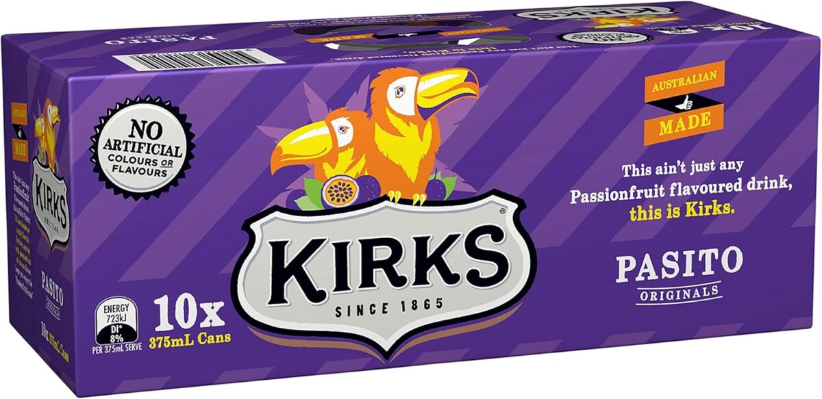 Kirks Pasito Passionfruit Soft Drink 10 x 375mL [x4]