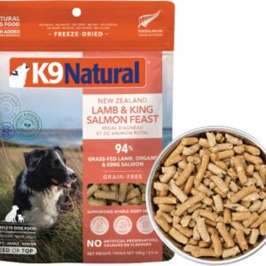 K9 Natural - Grain Free Freeze Dried Dog Food Topper - Lamb & Salmon,100g [x4]