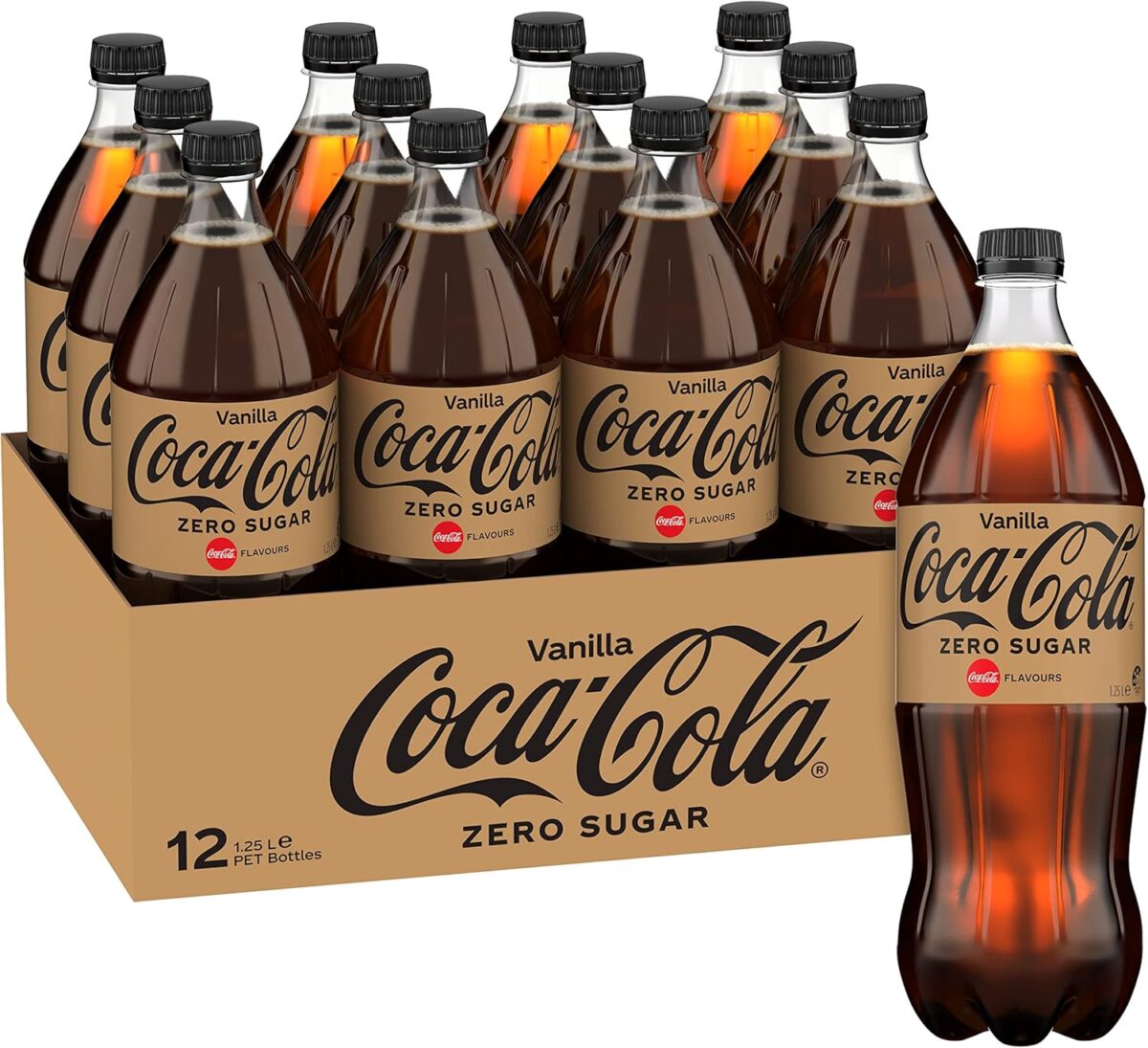 Coca-Cola Vanilla Zero Sugar Soft Drink 12 x 1.25L Bottles [x2]