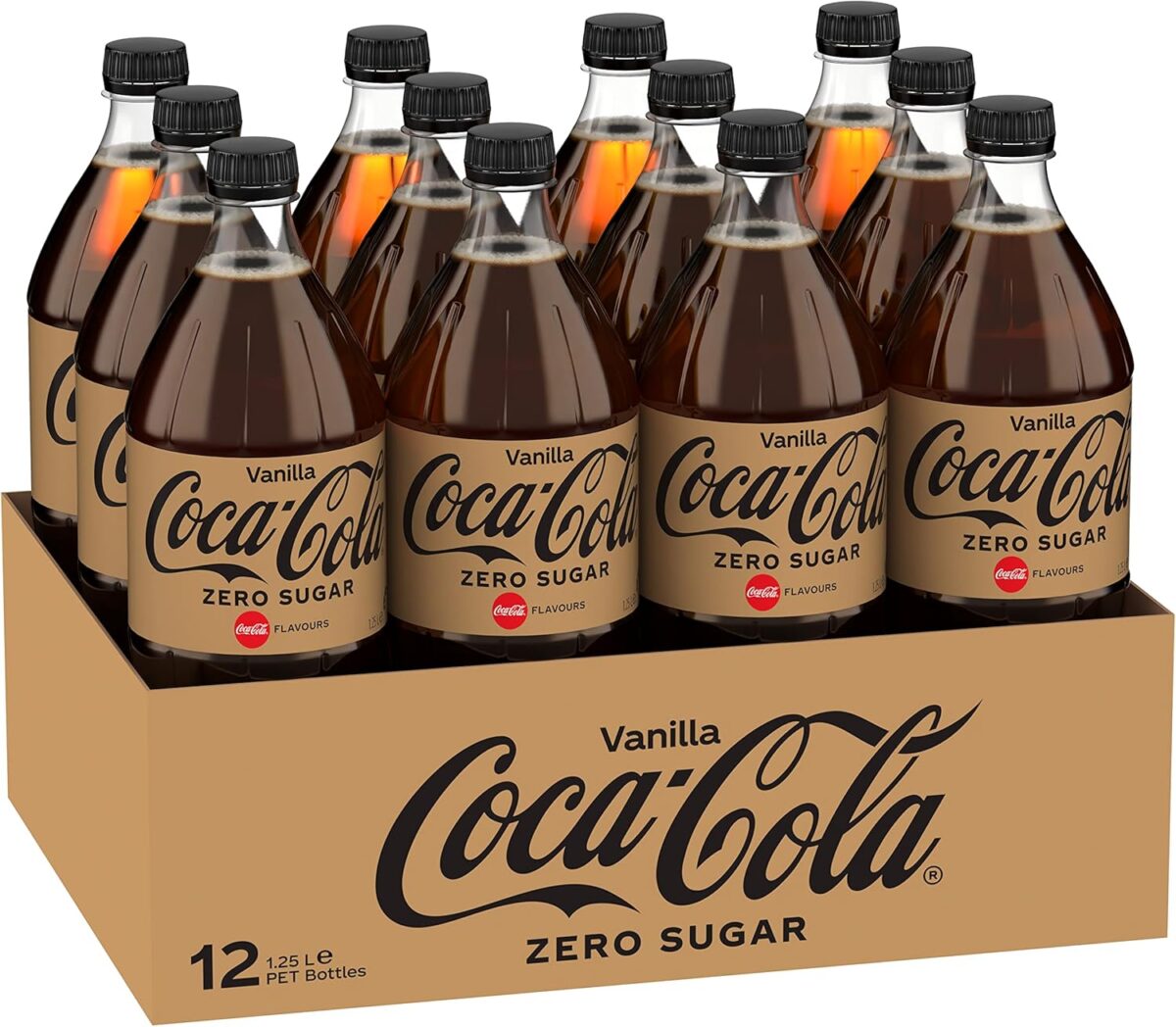 Coca-Cola Vanilla Zero Sugar Soft Drink 12 x 1.25L Bottles [x2]