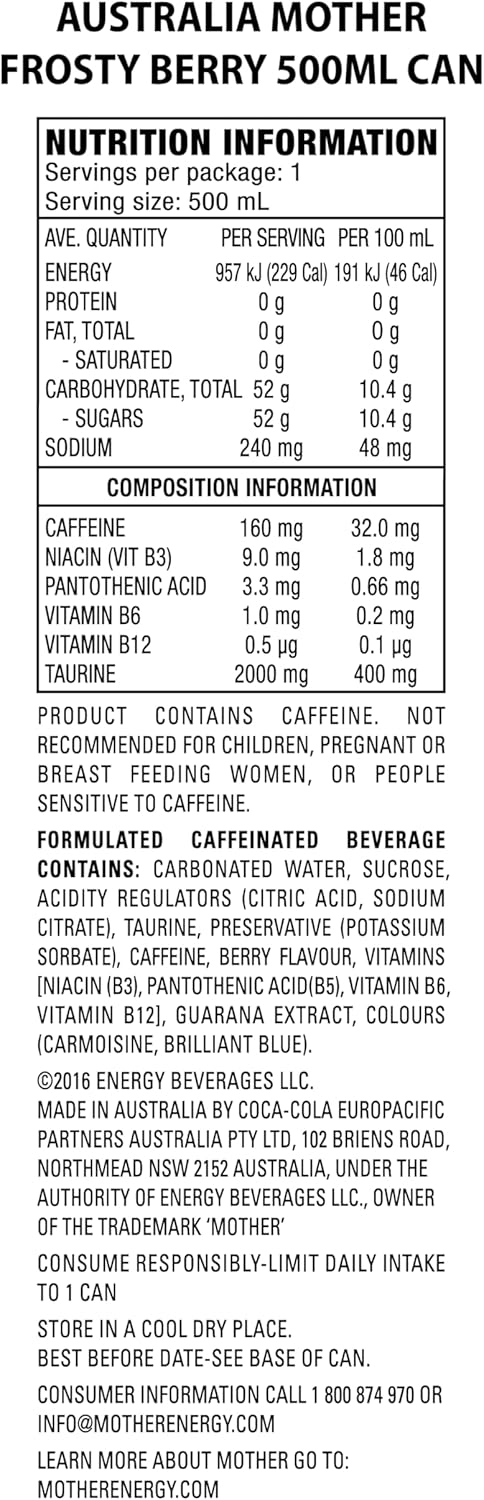 Mother Energy Frosty Berry 24 x 500ml [x2]