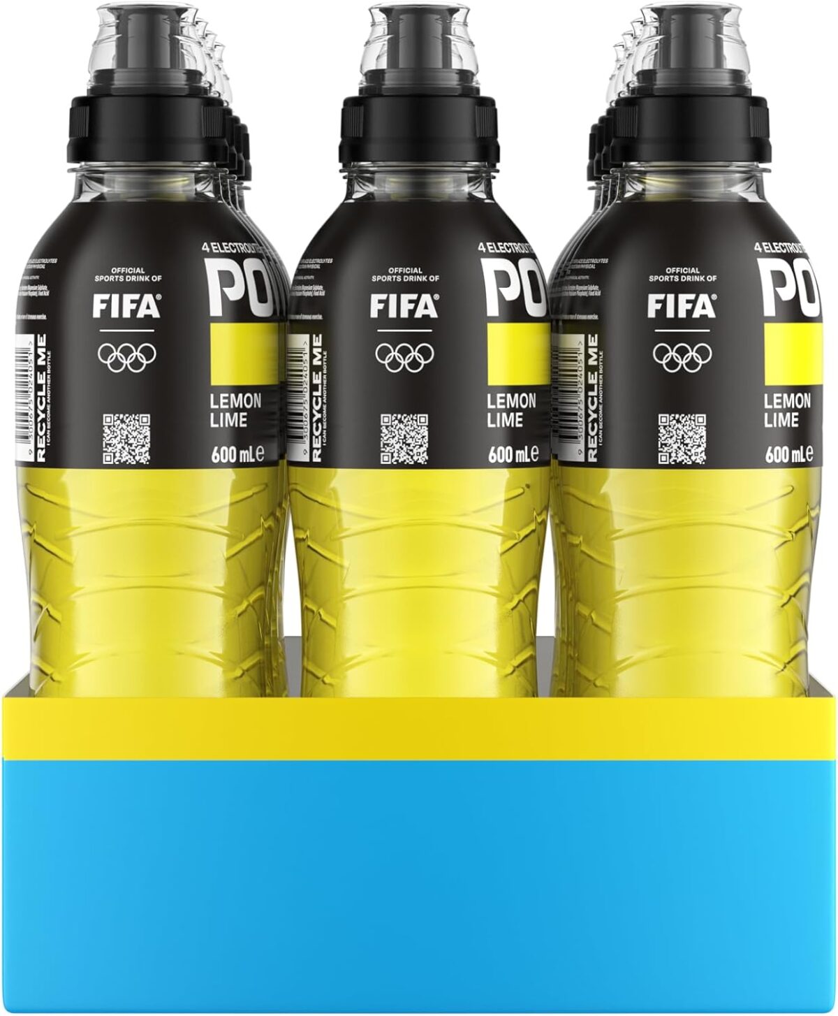 Powerade ION4 Lemon Lime Sports Drink Sipper Cap Multipack Bottles 12 x 600mL [x2]