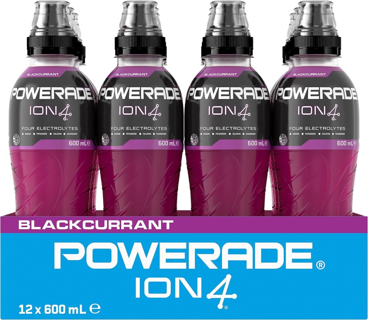 Powerade ION4 Blackcurrant Sports Drink Sipper Cap 12 x 600mL [x2]