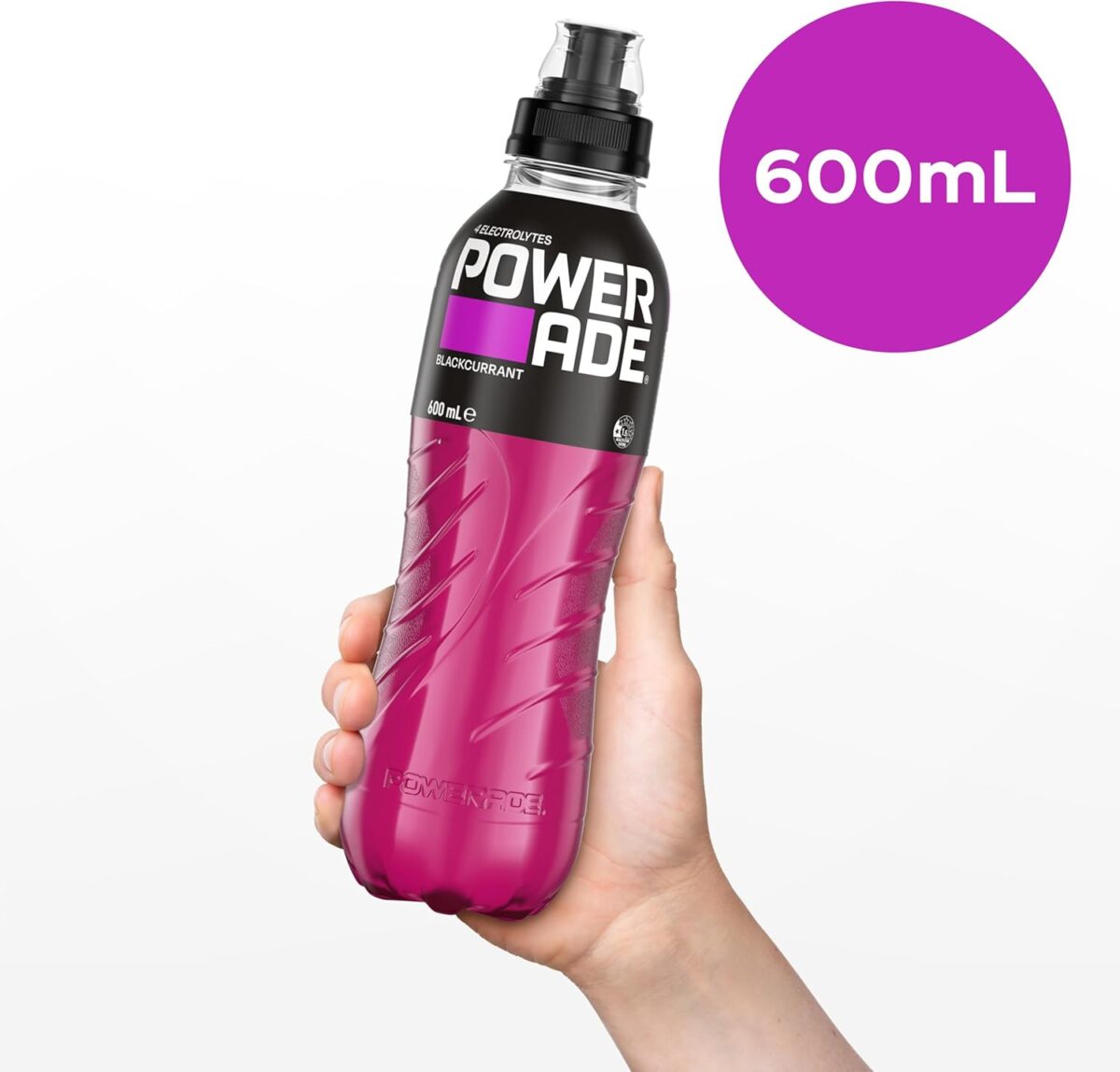 Powerade ION4 Blackcurrant Sports Drink Sipper Cap 12 x 600mL [x2]