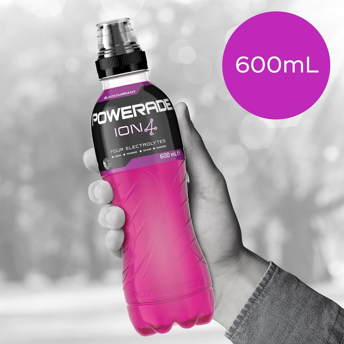 Powerade ION4 Blackcurrant Sports Drink Sipper Cap 12 x 600mL [x2]