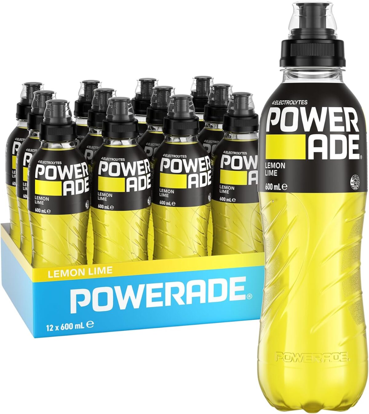 Powerade ION4 Blackcurrant Sports Drink Sipper Cap 12 x 600mL [x2]