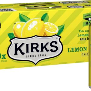 Kirks Lemon Squash Soft Drink Cans 10 x 375mL [x2]