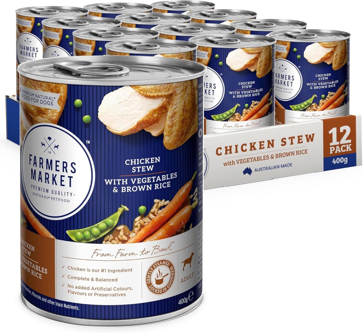 Farmer's Chicken Stew with Vegetables & Brown Rice Adult Wet Dog Food 12x400g [x2]
