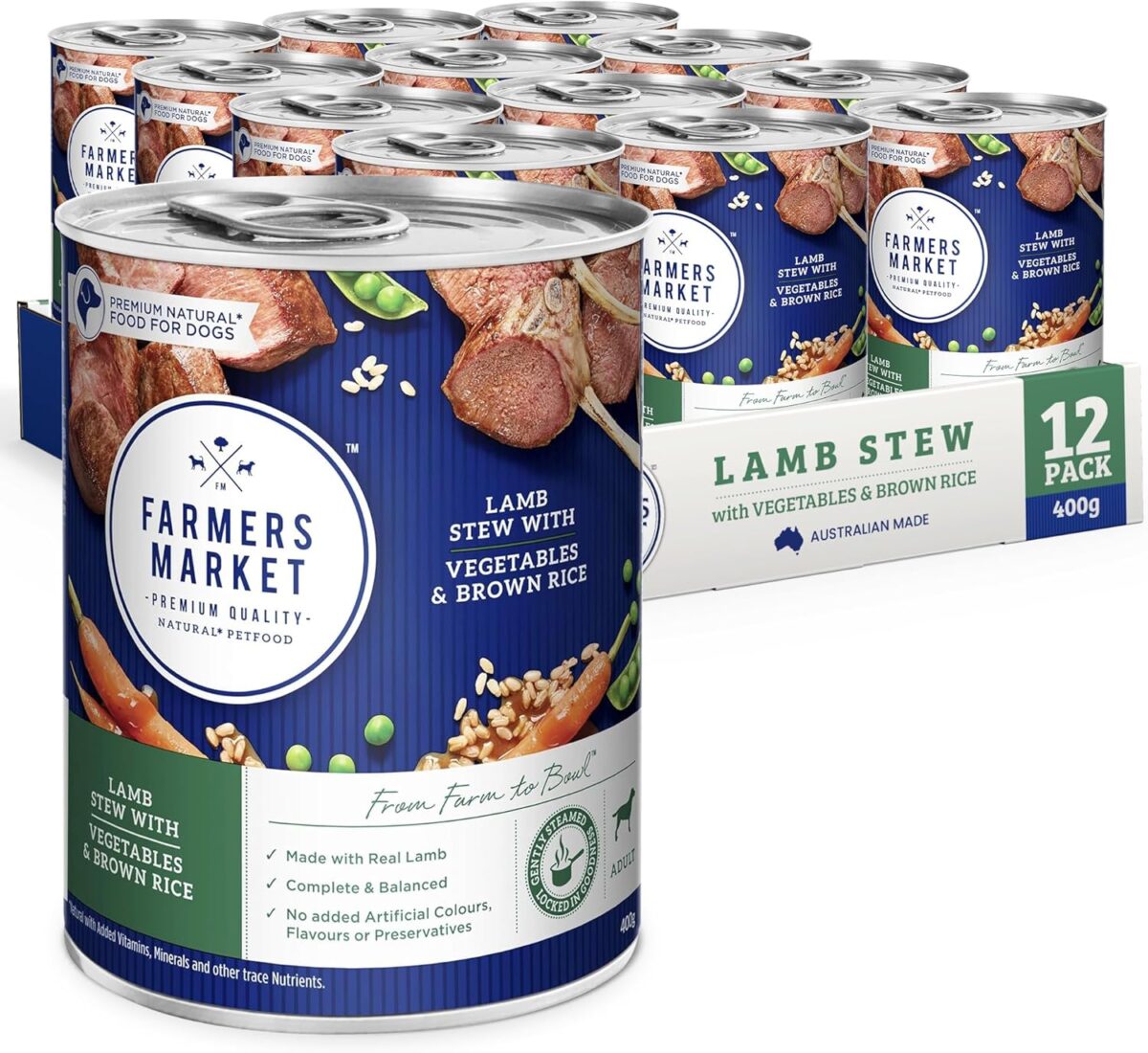 Farmer's Chicken Stew with Vegetables & Brown Rice Adult Wet Dog Food 12x400g [x2]