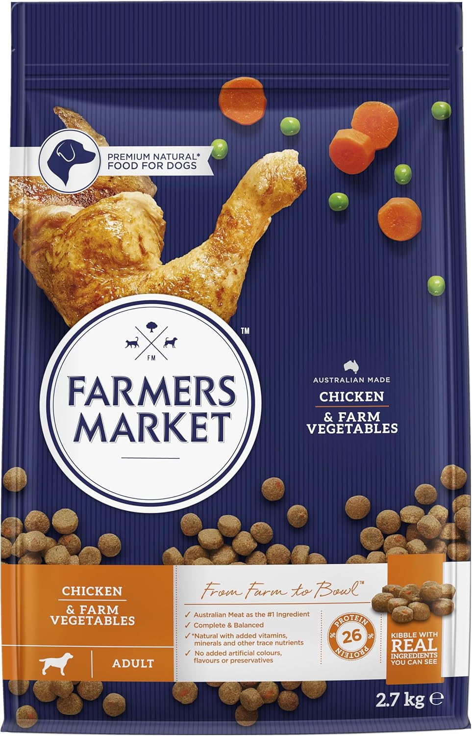 Farmer's Market Beef & Farm Vegetables Adult Dry Dog Food 2.7kg [x7]