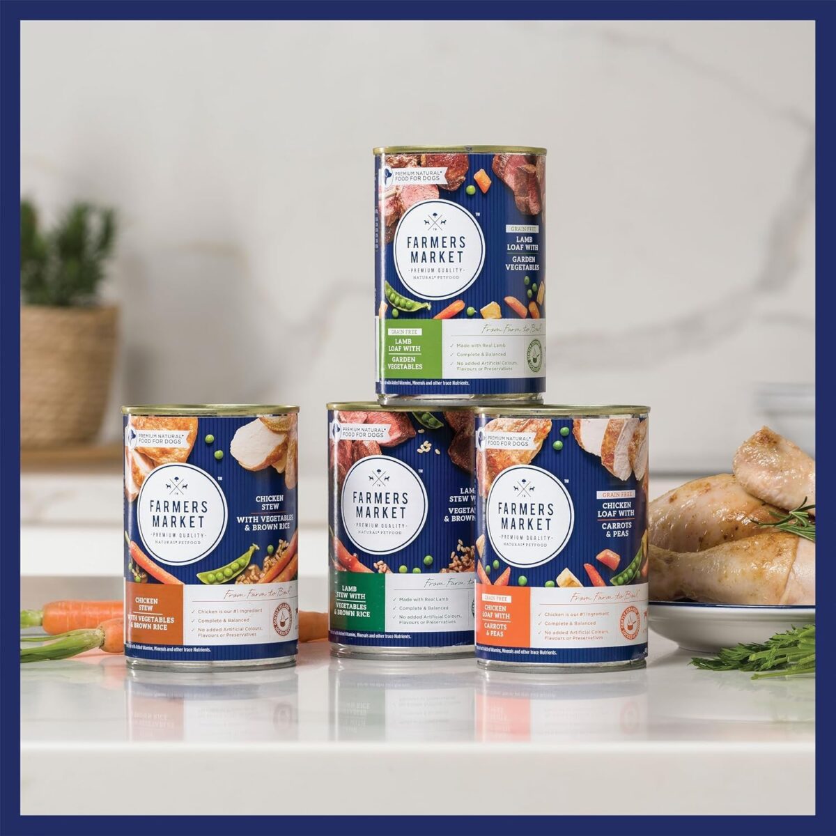 Farmer's Chicken Loaf with Carrots & Peas Grain Free Adult Wet Dog Food 12x400g [x2]