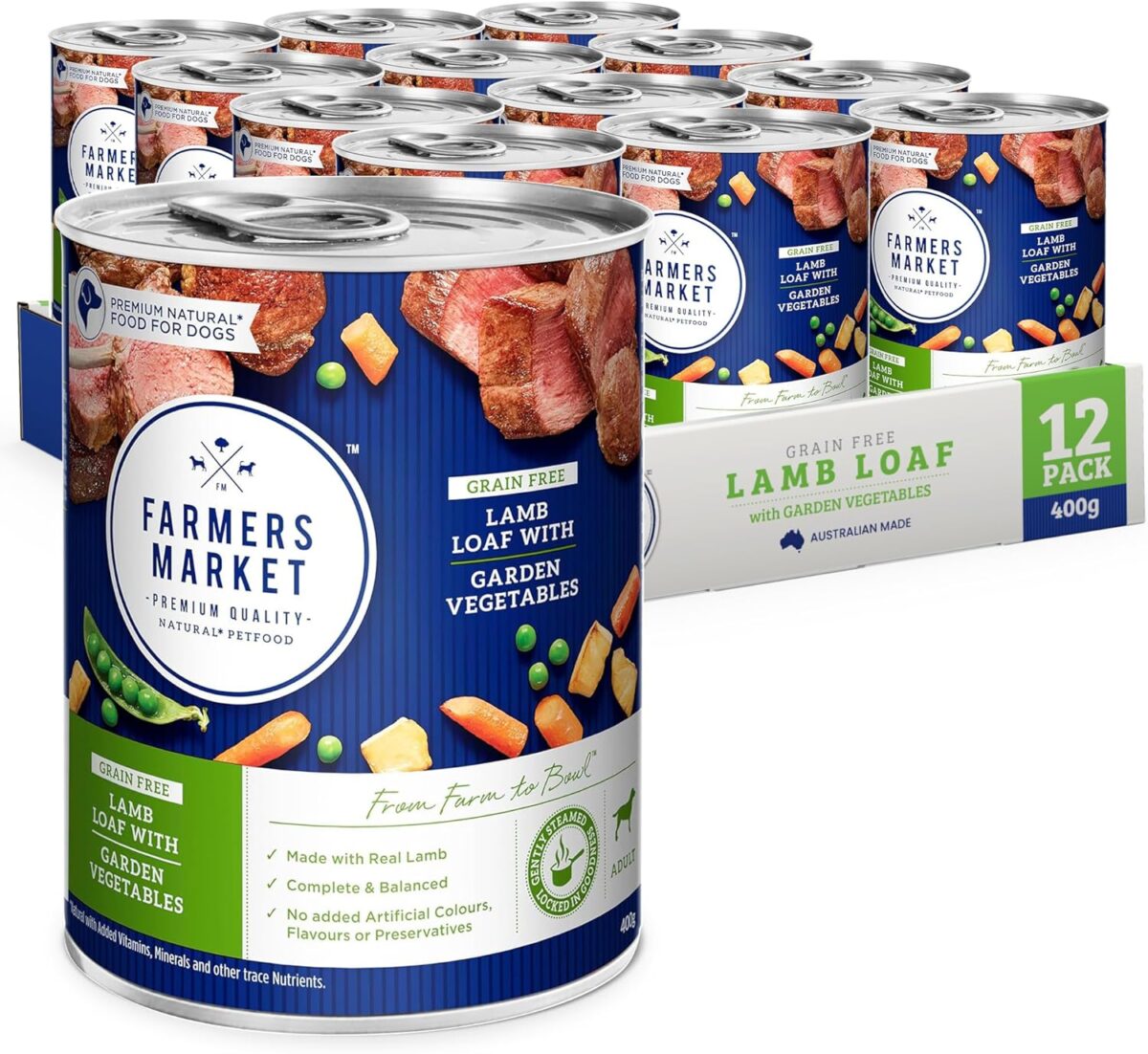 Farmer's Chicken Loaf with Carrots & Peas Grain Free Adult Wet Dog Food 12x400g [x2]