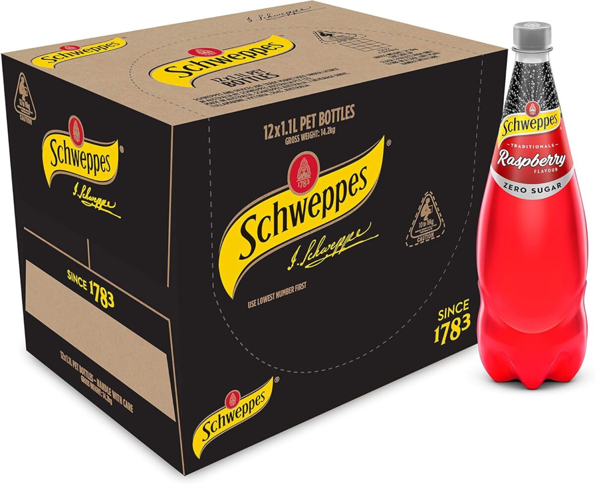 Schweppes Raspberry Zero Sugar 12 x 1.1L [x3]