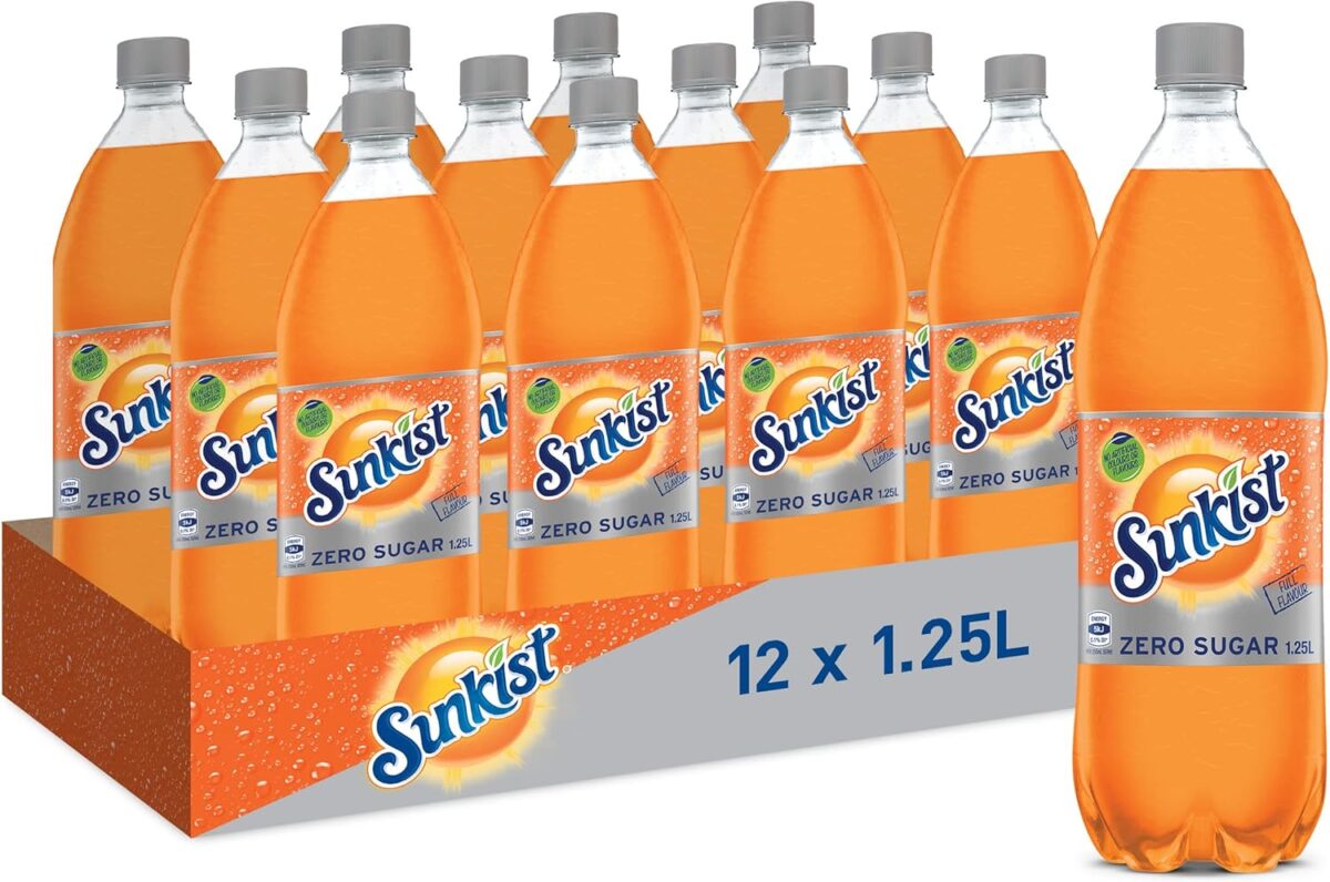 Sunkist Zero Sugar Soft Drink 12 x 1.25L [x3]