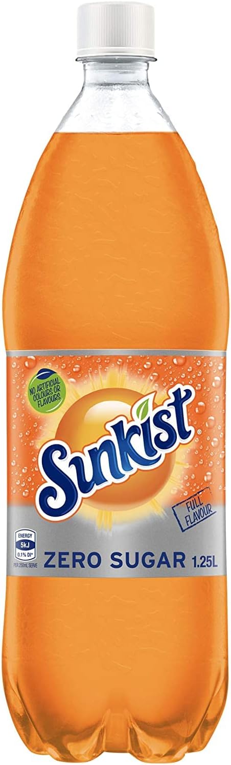 Sunkist Zero Sugar Soft Drink 12 x 1.25L [x3]