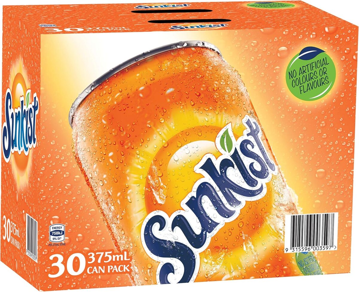 Sunkist Orange Soft Drink 30 x 375ml [x3]