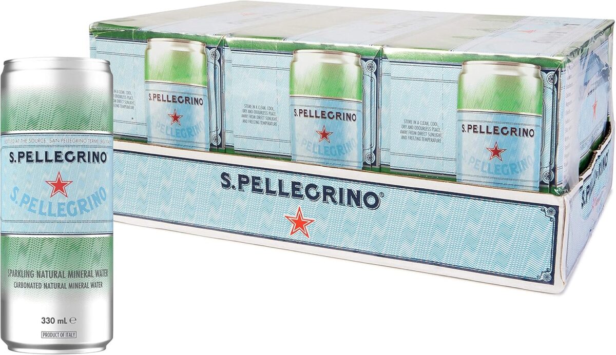 San Pellegrino Sparkling Natural Mineral Water Can, 24 x 330 mL [x2]