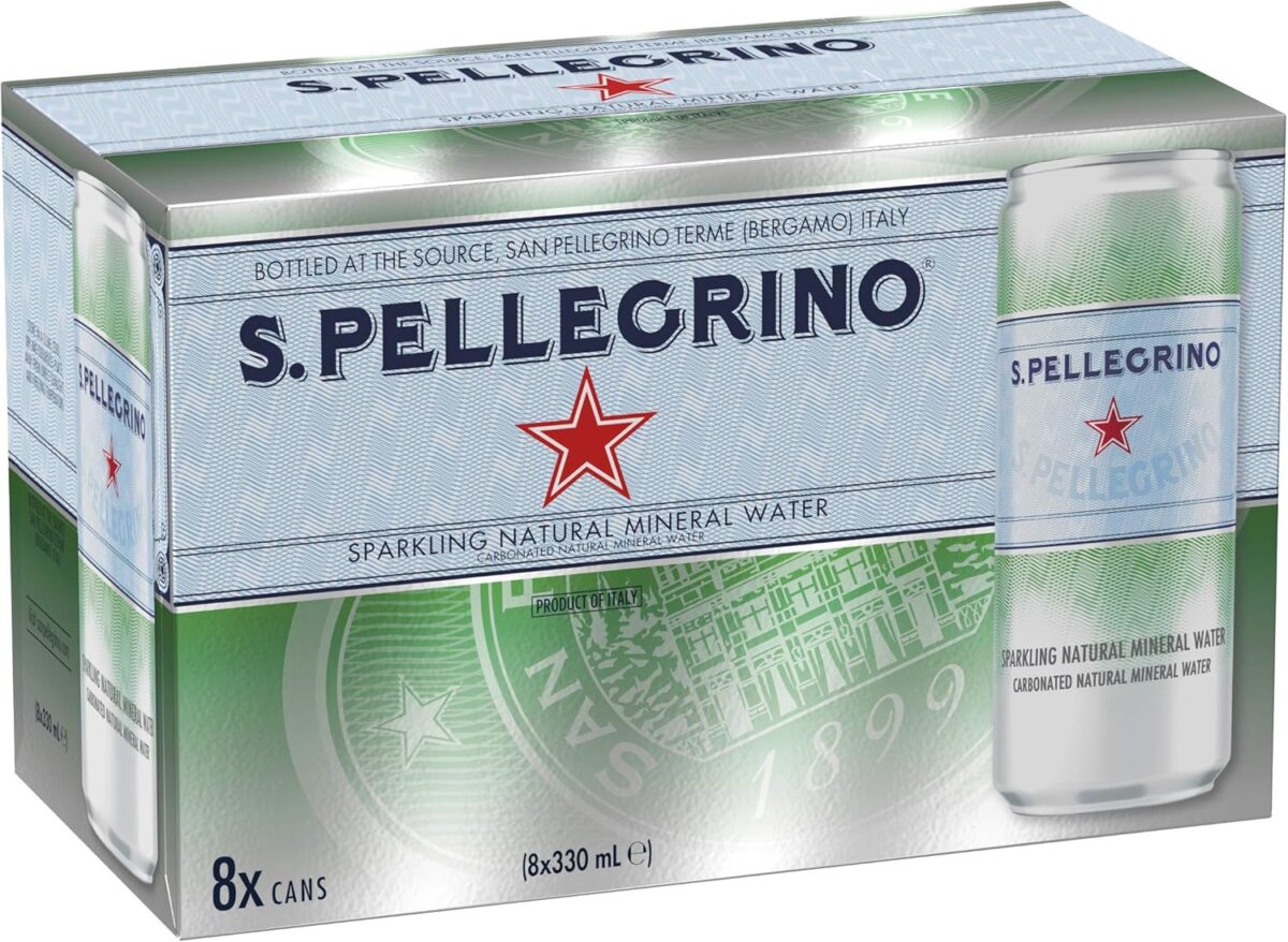 San Pellegrino Sparkling Natural Mineral Water Can, 24 x 330 mL [x2]