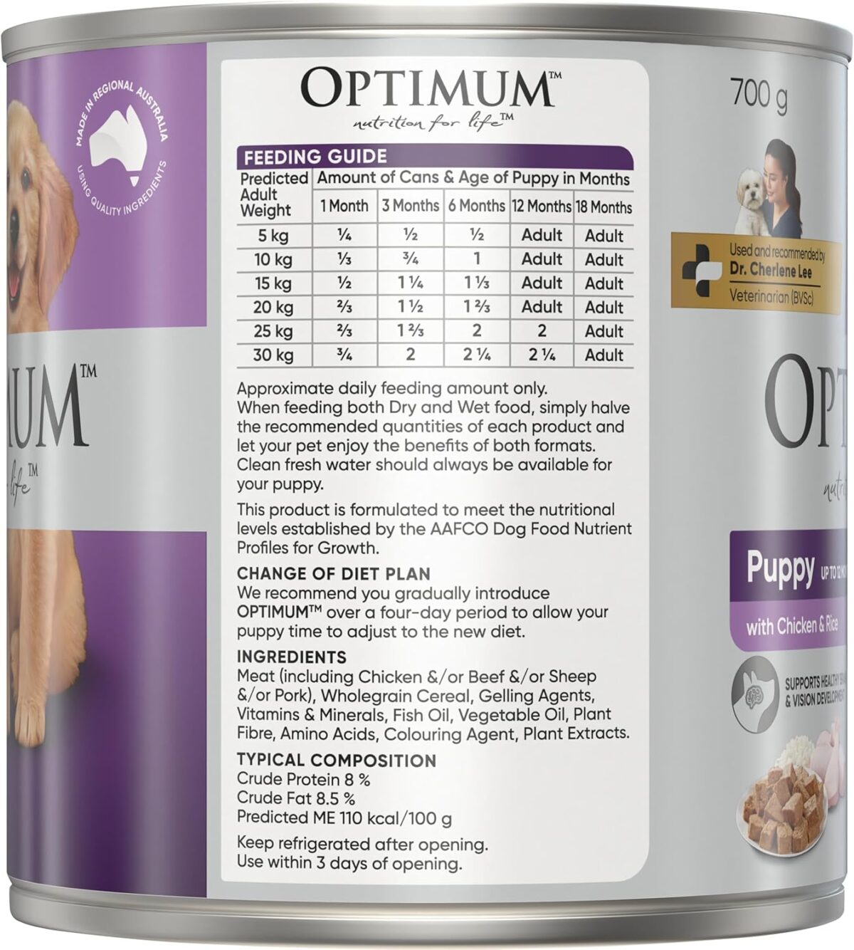 Optimum Chicken and Rice Wet Puppy Food, 12 Cans, Medium [x2]