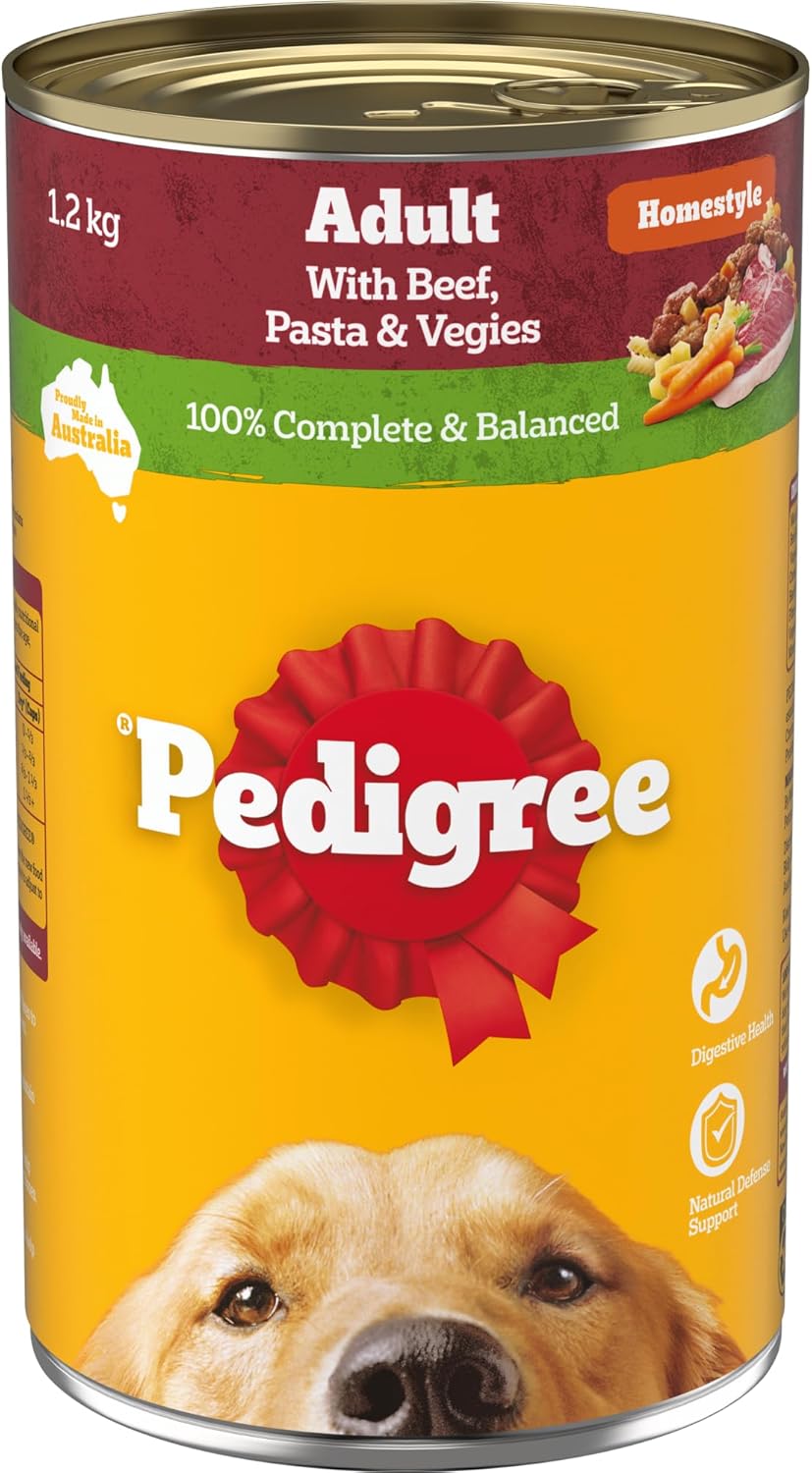 Pedigree Adult Wet Dog Food with Homestyle Beef, Pasta & Vegies 1.2kg Can, 12 Pack [x2]