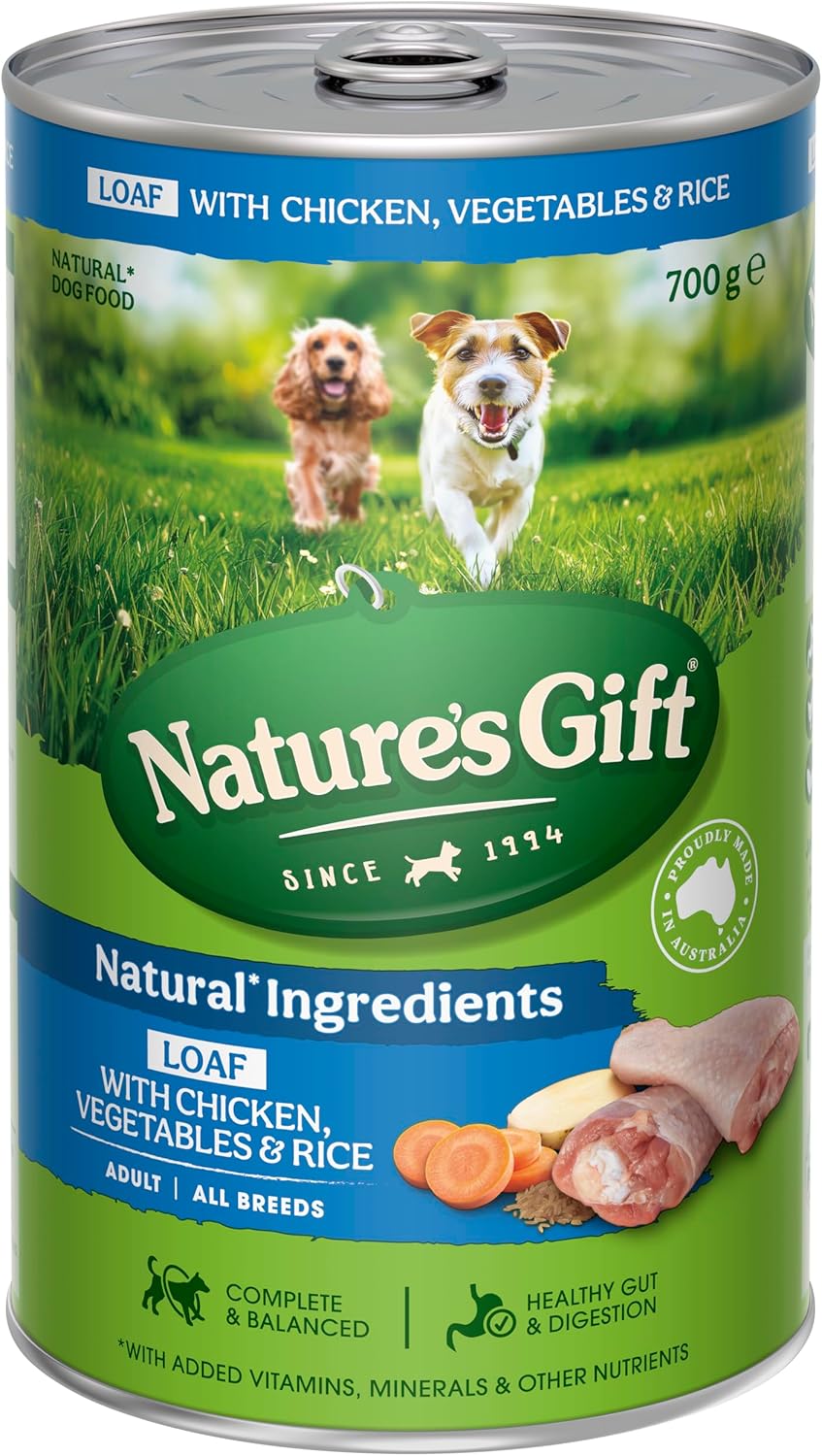 Nature's Gift Adult Wet Dog Food Loaf with Chicken, Rice & Vegetables 12x700g [x3]