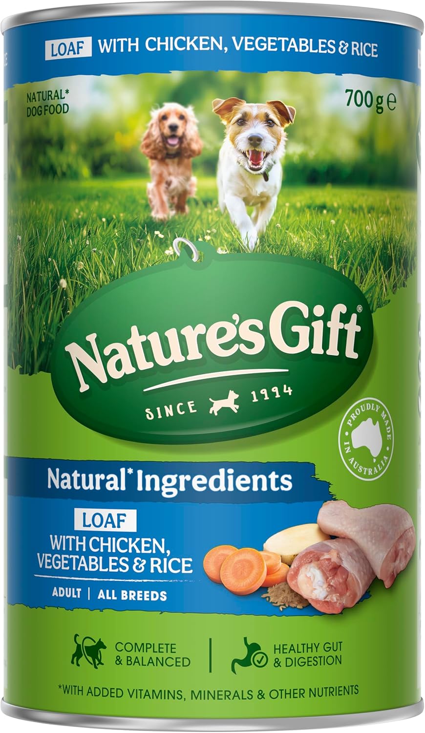 Nature's Gift Adult Wet Dog Food Loaf with Chicken, Rice & Vegetables 12x700g [x3]