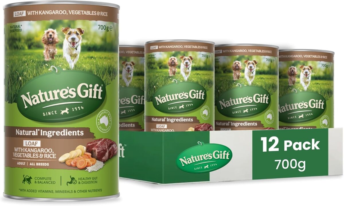 Nature's Gift Adult Wet Dog Food Loaf with Kangaroo & Rice 12x700g [x2]