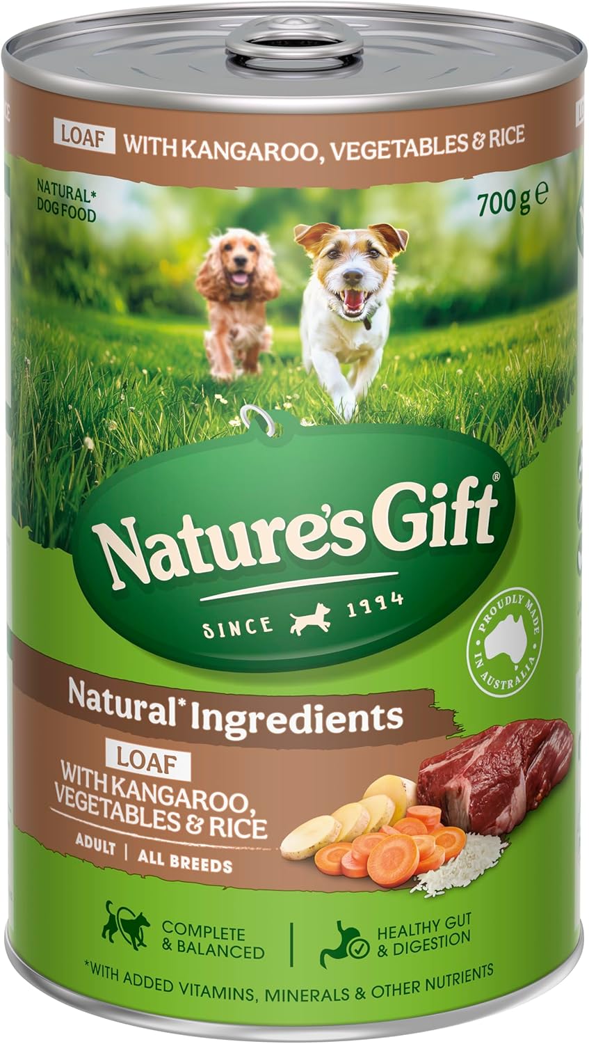 Nature's Gift Adult Wet Dog Food Loaf with Kangaroo & Rice 12x700g [x2]